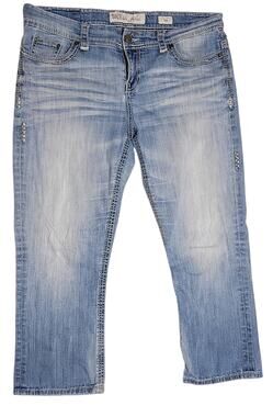 BKE Payton Women's Mid-Rise Cropped Jeans Faded Light Blue Wash Size 34 EUC